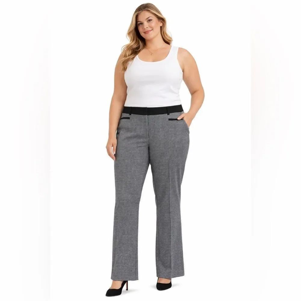 7th Avenue Design New York & Company Houndstooth Trouser Pants Size 16 Tall
